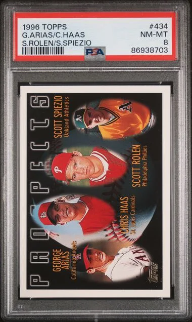 1996 Topps C.Haas/G.Arias/S.Rolen/S.Spiezio #434 card image