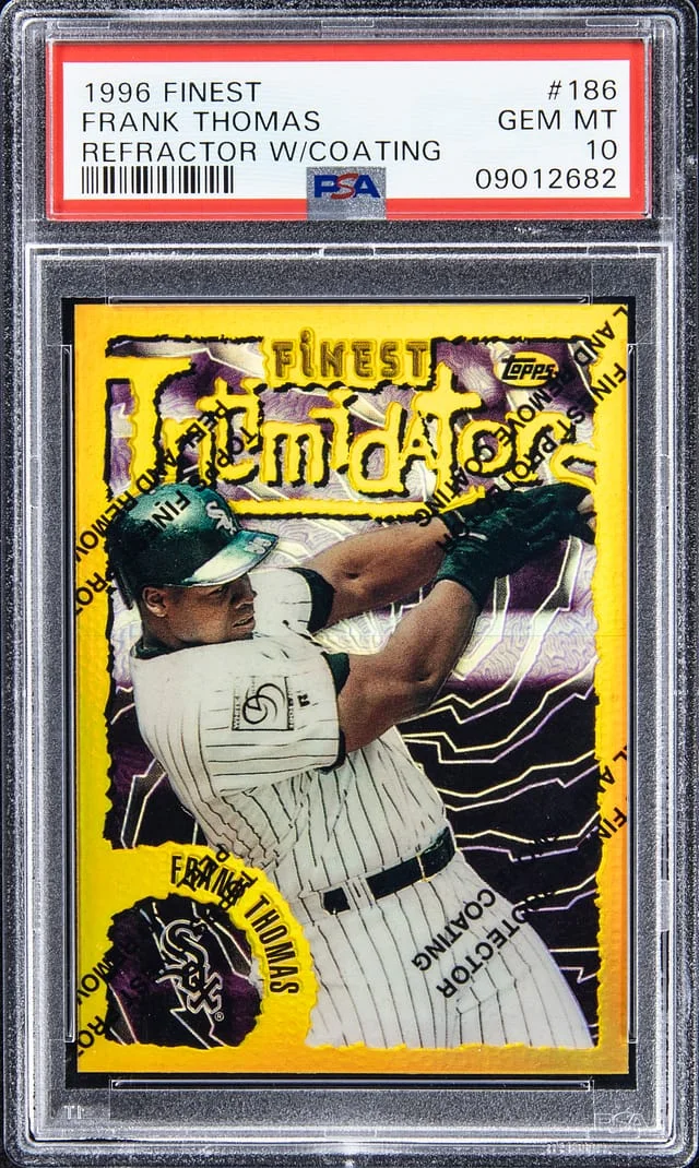 1996 Topps Finest Frank Thomas Refractor with Coating #186 card image