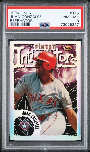 1996 Topps Finest Juan Gonzalez Refractor #115 card image