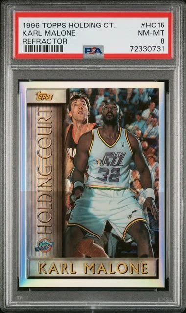1996 Topps Karl Malone Holding Court Refractor #Hc15 card image