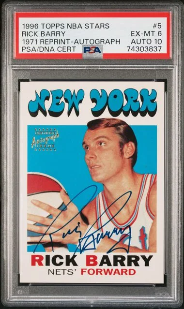 1996 Topps Rick Barry NBA Stars Reprint 1971 Reprint-Autograph #5 card image