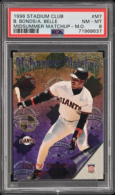 1996 Topps Stadium Club Barry Bonds/Albert Belle Midsummer Matchup Members Only #M7 card image