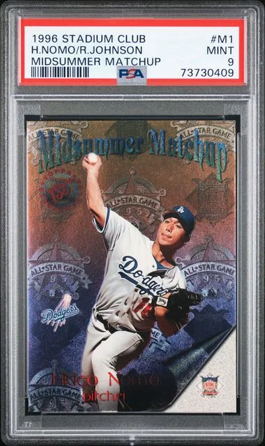 1996 Topps Stadium Club Hideo Nomo/Randy Johnson Midsummer Matchup #M1 card image