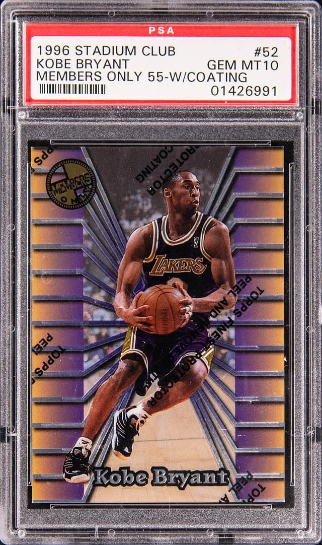 1996 Topps Stadium Club Members Only Kobe Bryant 55 Finest W/Coating #52 card image