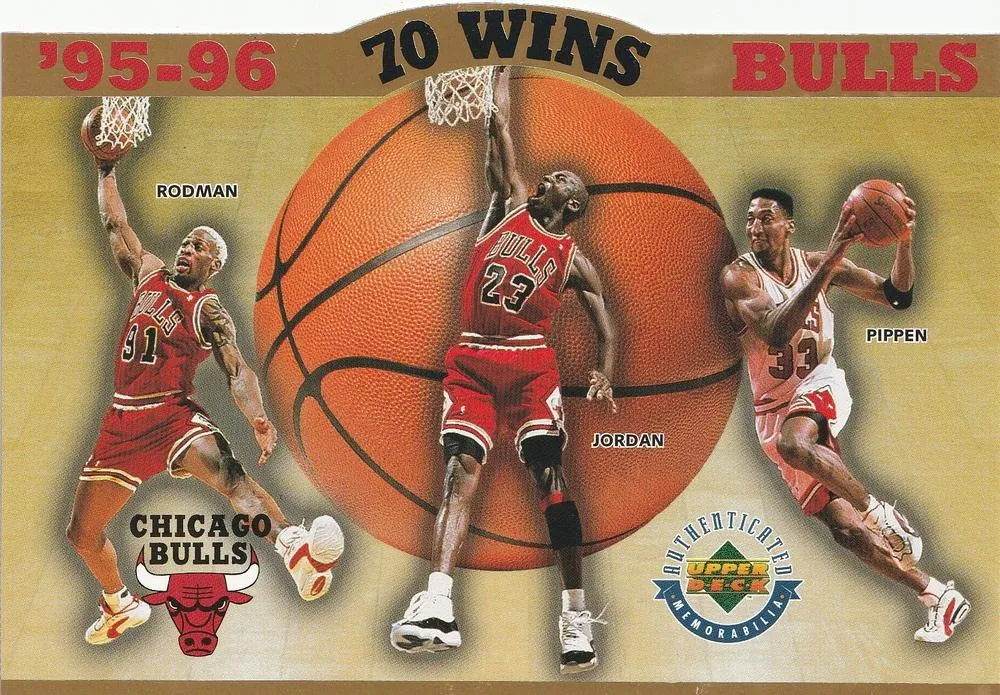 1996 Upper Deck Authenticated '95-96 Chicago Bulls 70 Wins Michael Jordan #NNO card image