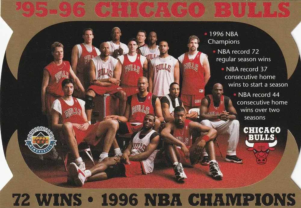 1996 Upper Deck Authenticated '95-96 Chicago Bulls 72 Wins/1996 NBA Champions Michael Jordan #NNO card image