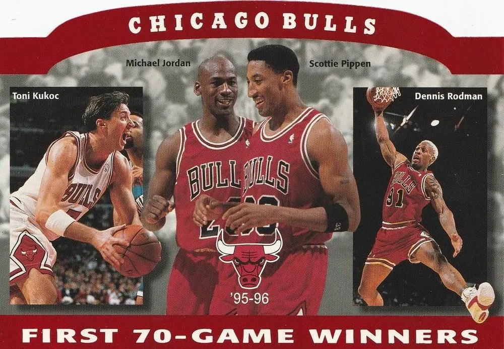 1996 Upper Deck Authenticated Chicago Bulls First 70-Game Winners (SN2500) Michael Jordan #NNO card image