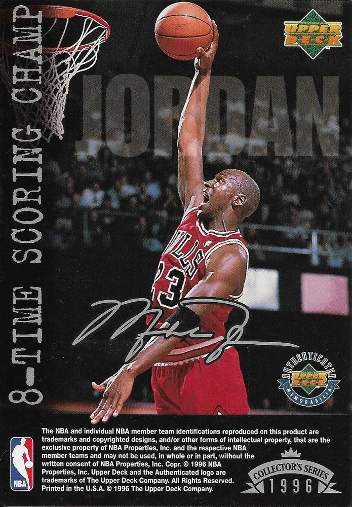 1996 Upper Deck Authenticated Michael Jordan 8-Time Scoring Champ (Blank Back) Michael Jordan #NNO card image