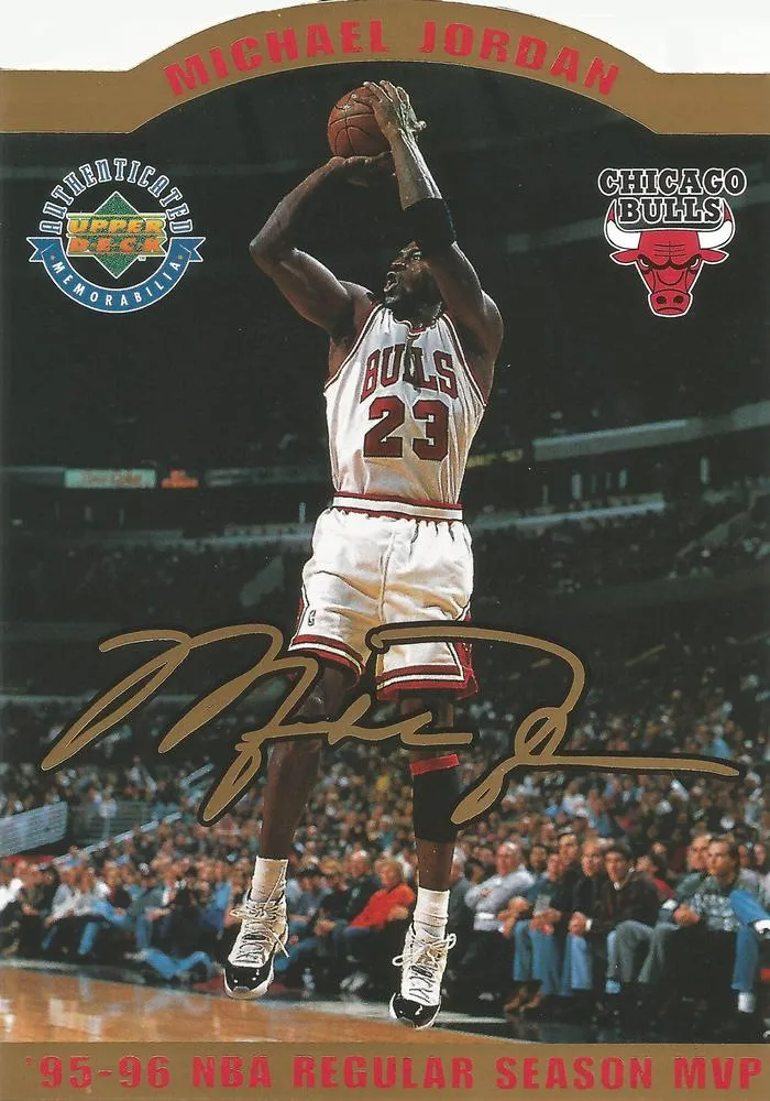 1996 Upper Deck Authenticated Michael Jordan '95-96 NBA Regular Season MVP Michael Jordan #NNO card image
