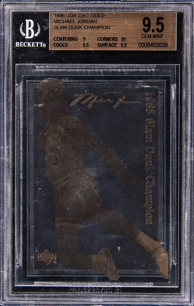 1996 Upper Deck Gold Slam Dunk Champion Michael Jordan #22KT card image