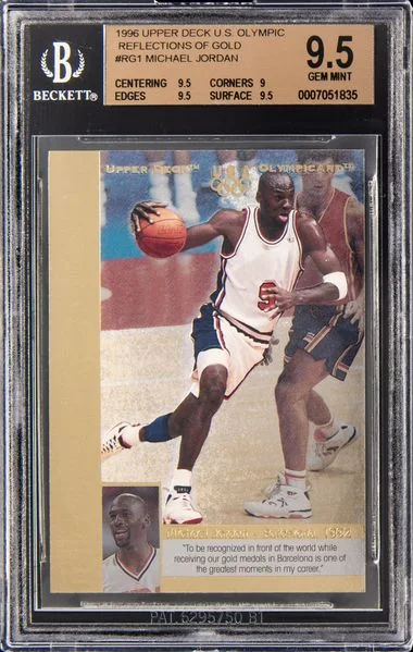 1996 Upper Deck Michael Jordan U.S. Olympic Reflections Of Gold #RG1 card image