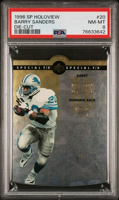 1996 Upper Deck SP Barry Sanders Holoview Die-Cut #20 card image