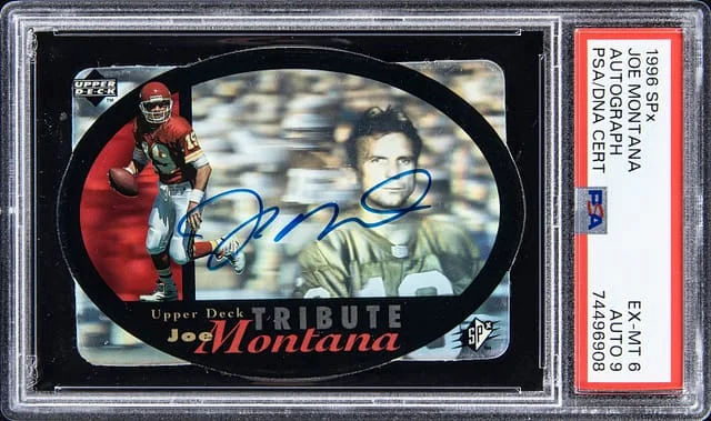 1996 Upper Deck SPx Autograph Joe Montana #no-number card image