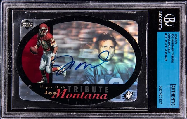1996 Upper Deck SPx Autographs Joe Montana #no-number card image
