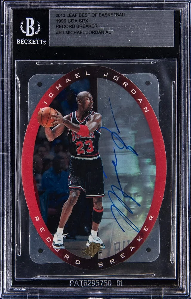 1996 Upper Deck SPx Michael Jordan Record Breaker Autograph #R1 card image
