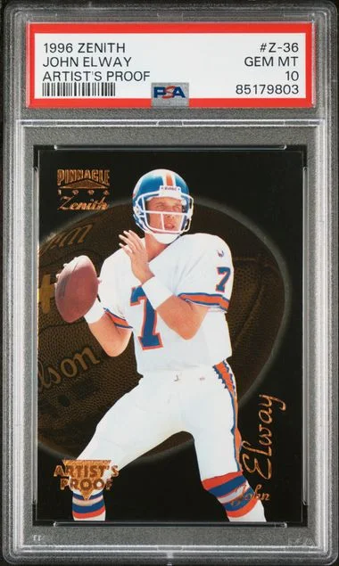 1996 Zenith Artist's Proof John Elway #Z-36 card image