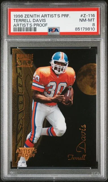 1996 Zenith Artist's Proof Terrell Davis #Z-116 card image