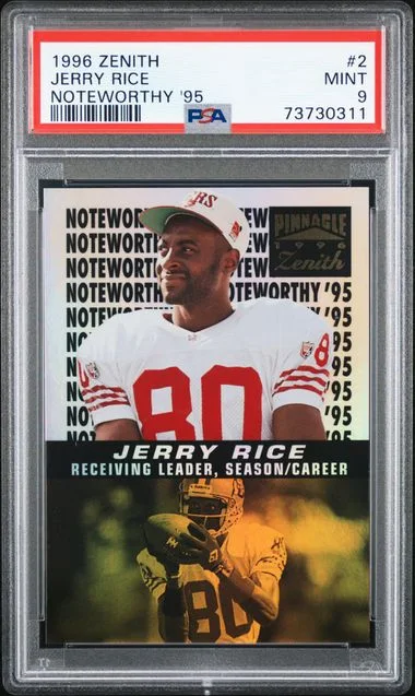 1996 Zenith Noteworthy '95 Jerry Rice #2 card image