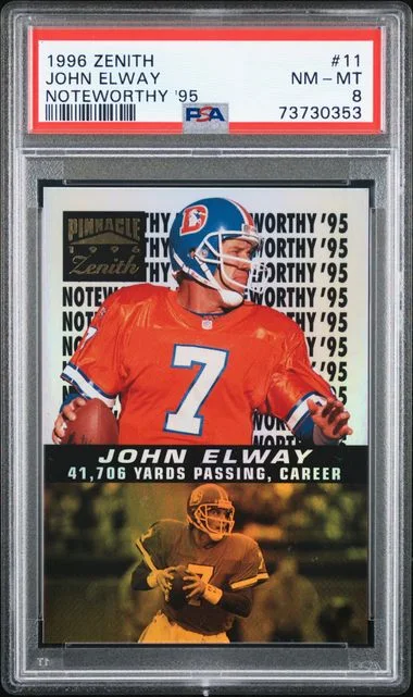 1996 Zenith Noteworthy '95 John Elway #11 card image