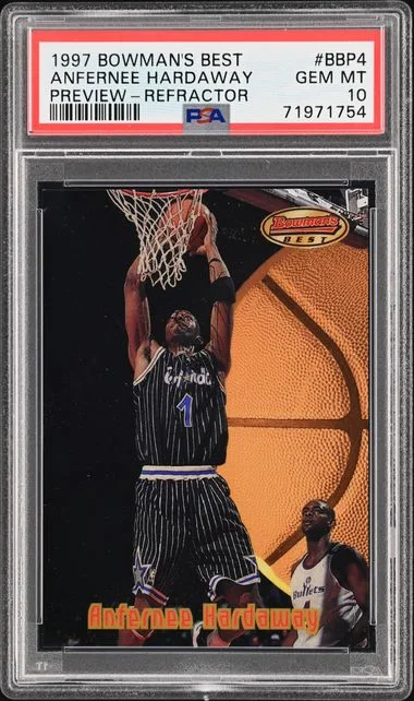 1997-98 Bowman Best Anfernee Hardaway Preview Refractor #BBP4 card image