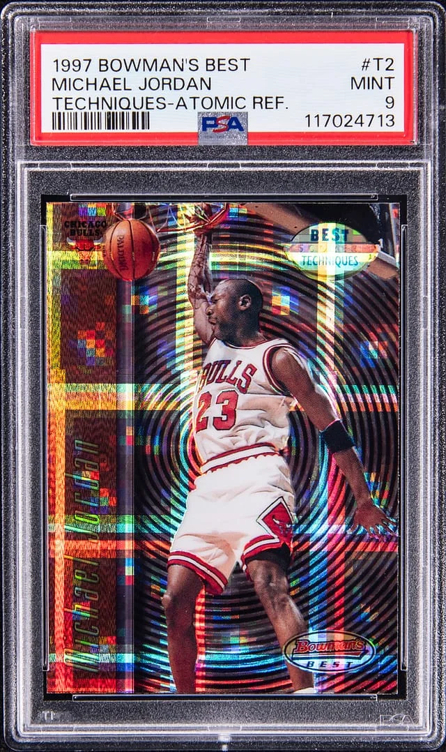 1997-98 Bowman Best Michael Jordan Techniques-Atomic Refractor #T2 card image
