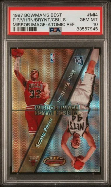 1997-98 Bowman's Best Cedric Ceballos/Keith Van Horn/Kobe Bryant/Scottie Pippen Mirror Image Atomic Refractor #MI4 card image