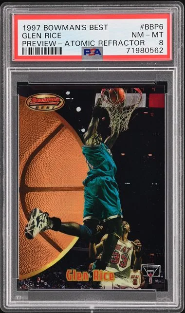 1997-98 Bowman's Best Glen Rice Preview Atomic Refractor #BBP6 card image