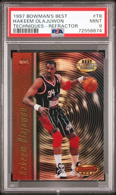 1997-98 Bowman's Best Hakeem Olajuwon Techniques Refractor #T8 card image