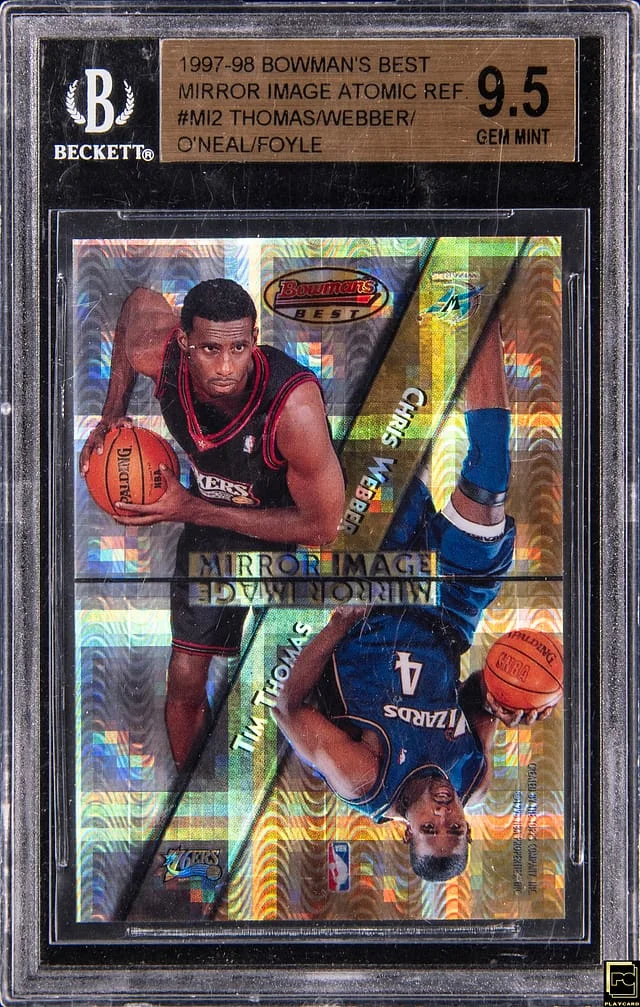 1997-98 Bowman's Best O'Neal/Webber/Foyle/Thomas Mirror Image Atomic Refractor #MI2 card image