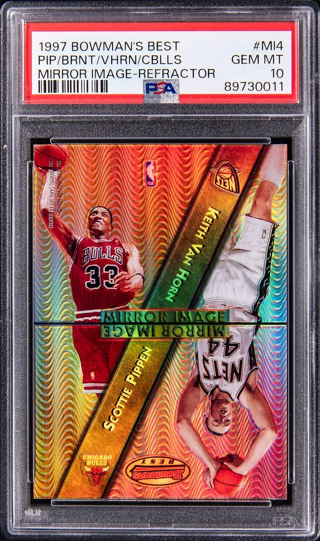 1997-98 Bowman's Best Scottie Pippen/Kobe Bryant/Keith Van Horn/Chauncey Billups Mirror Image Refractor #MI4 card image