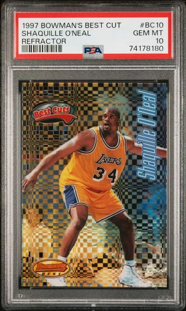 1997-98 Bowman's Best Shaquille O'Neal Best Cuts Refractor #BC10 card image