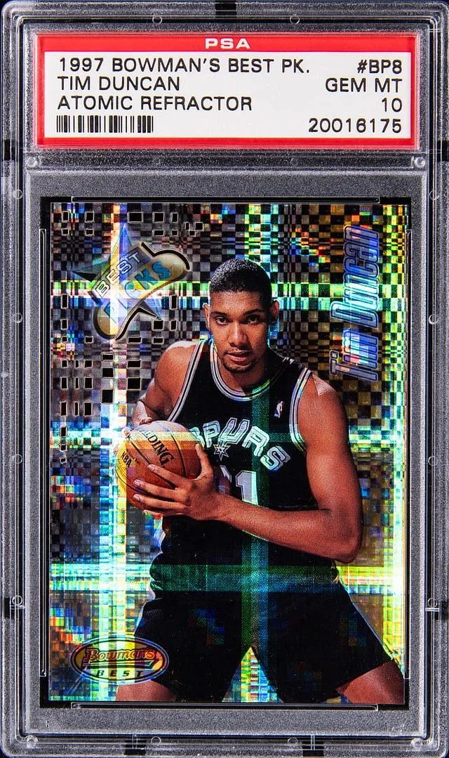 1997-98 Bowman's Best Tim Duncan Picks Atomic Refractor #BP8 card image