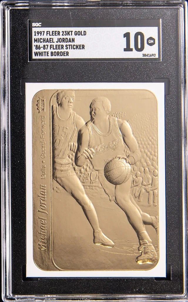 1997-98 Fleer Gold '86-87 Fleer Sticker White Border Michael Jordan #23KT card image