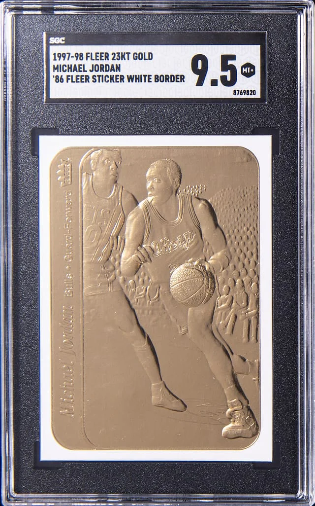 1997-98 Fleer Gold '86 Fleer Sticker White Border Michael Jordan #23KT card image