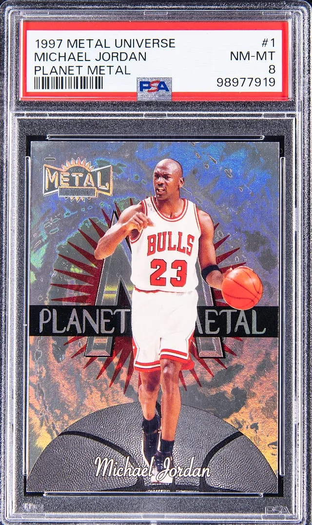 1997-98 Fleer Metal Universe Michael Jordan Planet Metal #1 card image