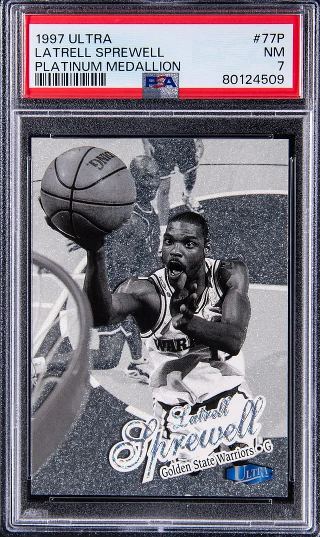 1997-98 Fleer Ultra Latrell Sprewell Platinum Medallion #77P card image