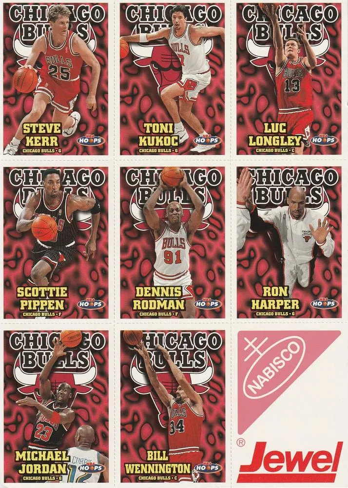 1997-98 Hoops Chicago Bulls Team Night Sheet SGA Michael Jordan Full Sheet #25-27 card image