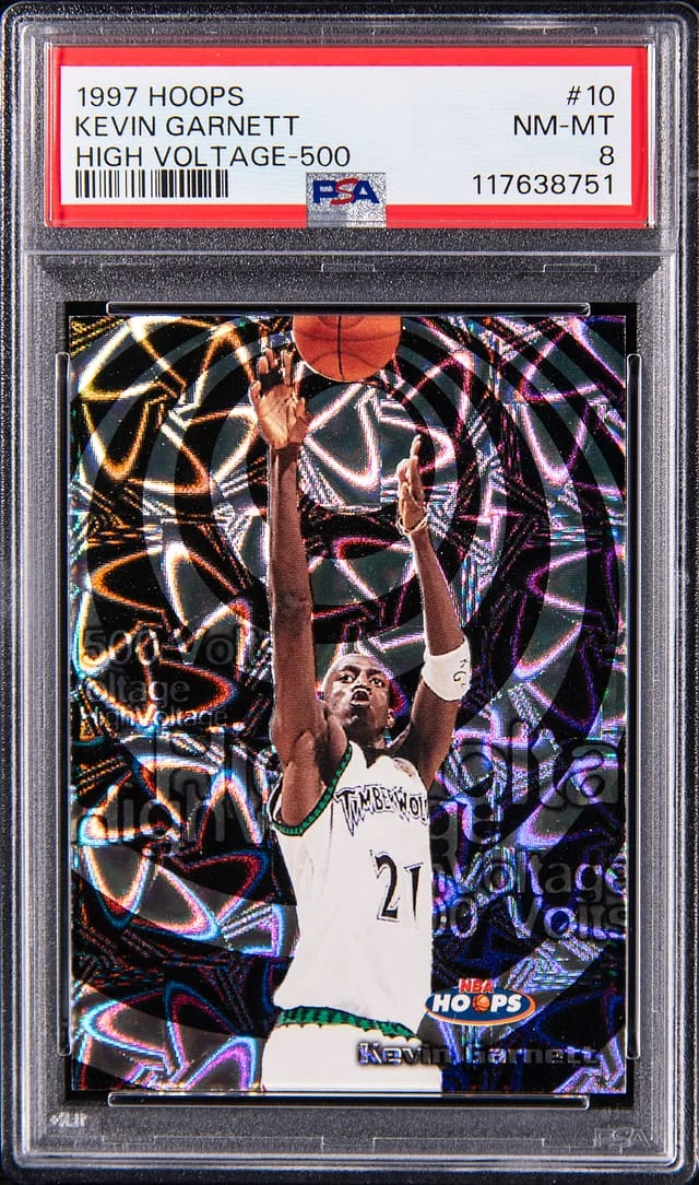 1997-98 Hoops Kevin Garnett High Voltage 500 Volts #10 card image