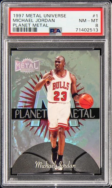 1997-98 Metal Universe Michael Jordan Planet Metal #1 card image