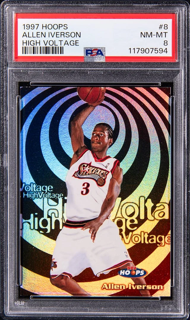 1997-98 Panini Hoops Allen Iverson High Voltage #8 card image