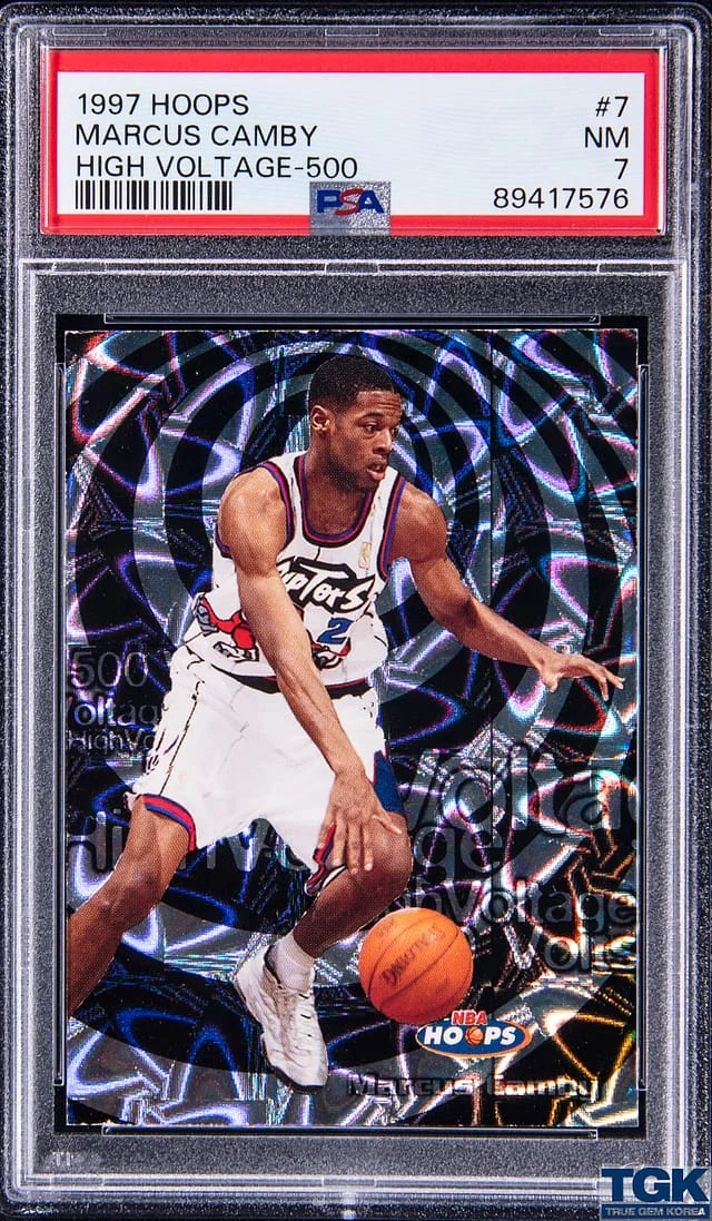 1997-98 SkyBox Hoops Marcus Camby High Voltage 500 Volts #7 card image