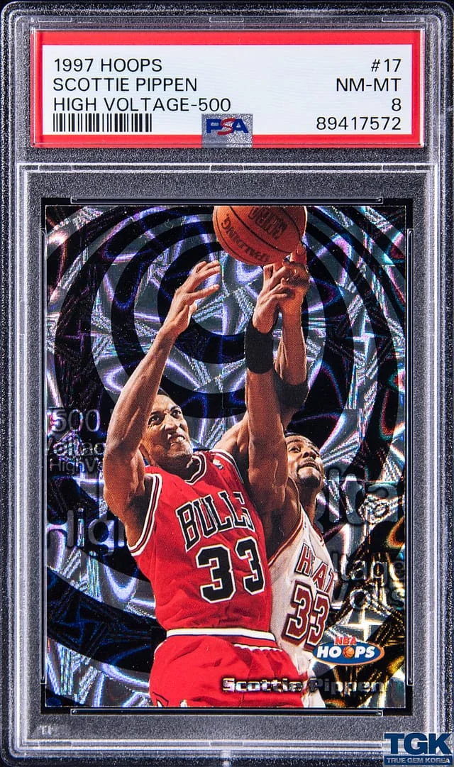 1997-98 SkyBox Hoops Scottie Pippen High Voltage 500 Volts #17 card image