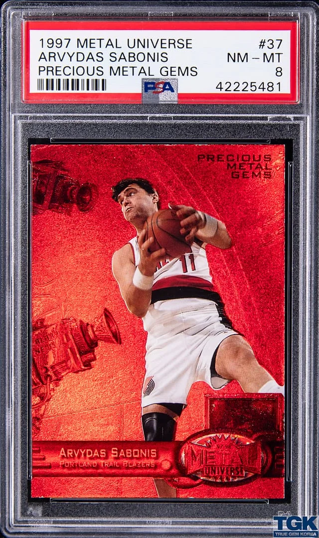 1997-98 SkyBox Metal Universe Arvydas Sabonis Precious Metal Gems (PMG) Red #37 card image