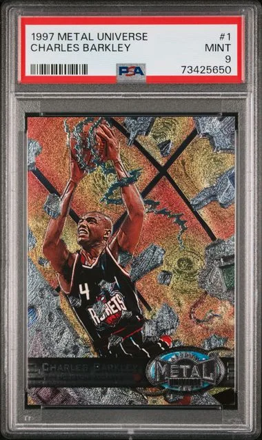 1997-98 SkyBox Metal Universe Charles Barkley Precious Metal Gems (PMG) Emerald #1 card image