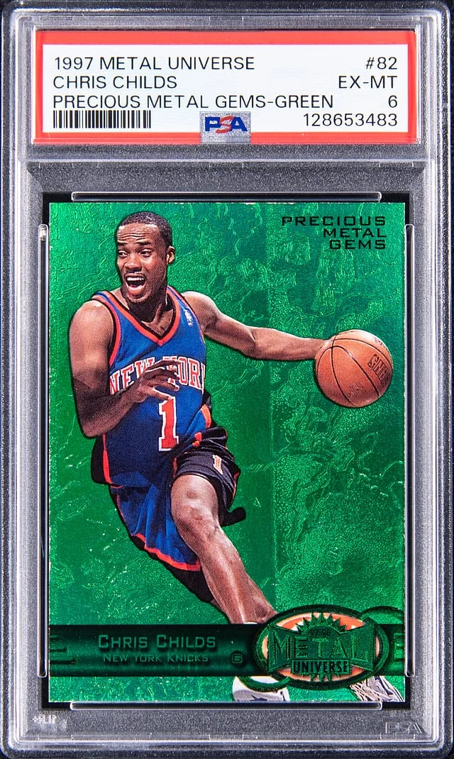 1997-98 SkyBox Metal Universe Chris Childs Precious Metal Gems (PMG) Green #82 card image