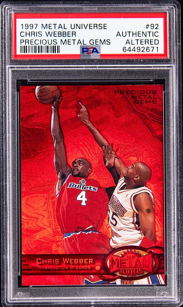 1997-98 SkyBox Metal Universe Chris Webber Precious Metal Gems (PMG) Green #92 card image