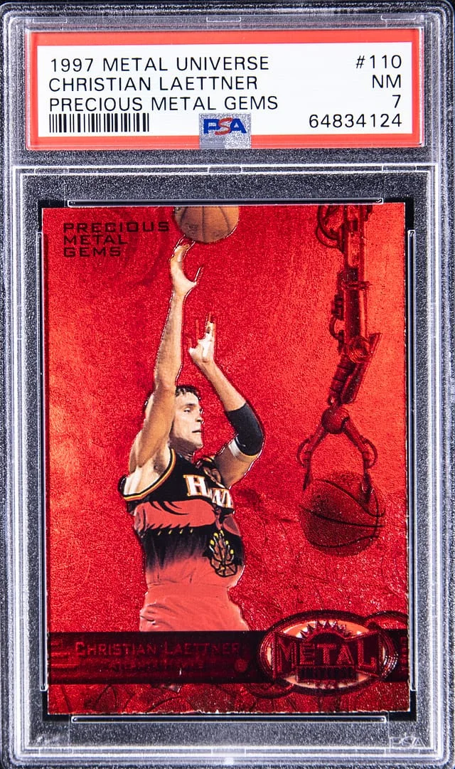 1997-98 SkyBox Metal Universe Christian Laettner Precious Metal Gems (PMG) Red #110 card image