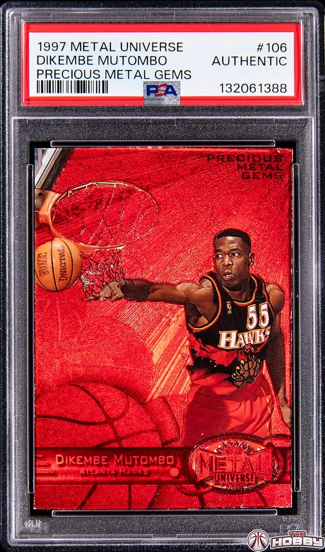 1997-98 SkyBox Metal Universe Dikembe Mutombo Precious Metal Gems (PMG) Red #106 card image