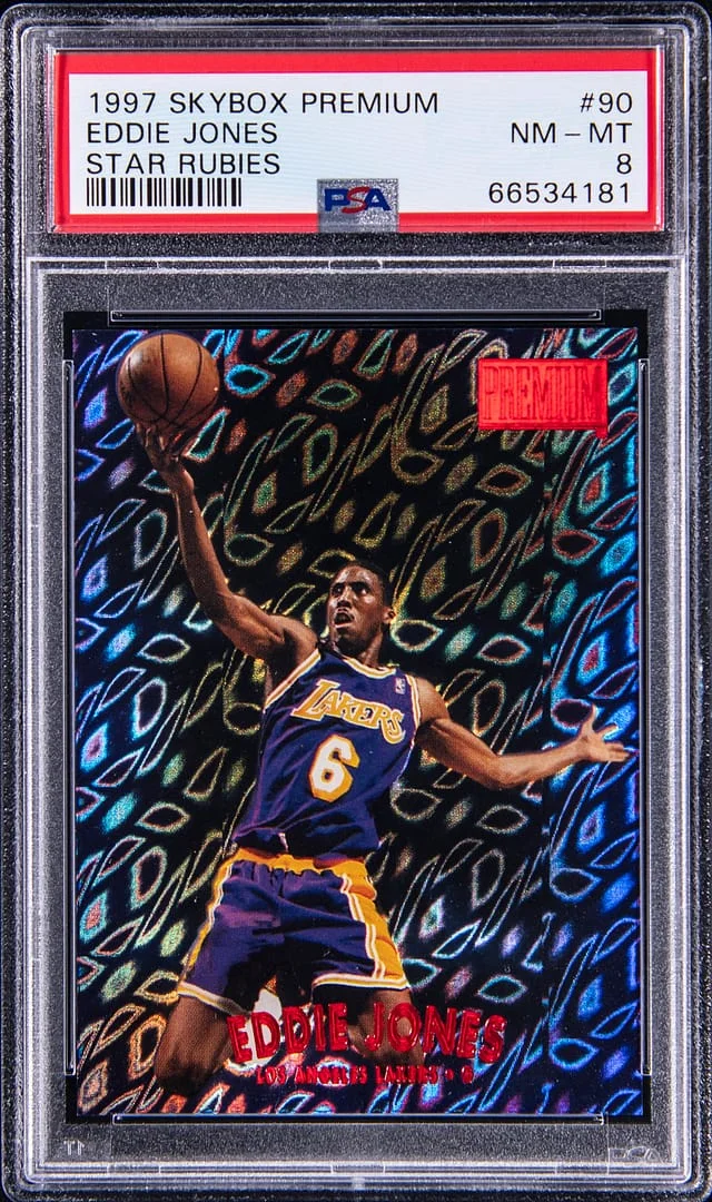 1997-98 SkyBox Metal Universe Eddie Jones Star Rubies #90SR card image