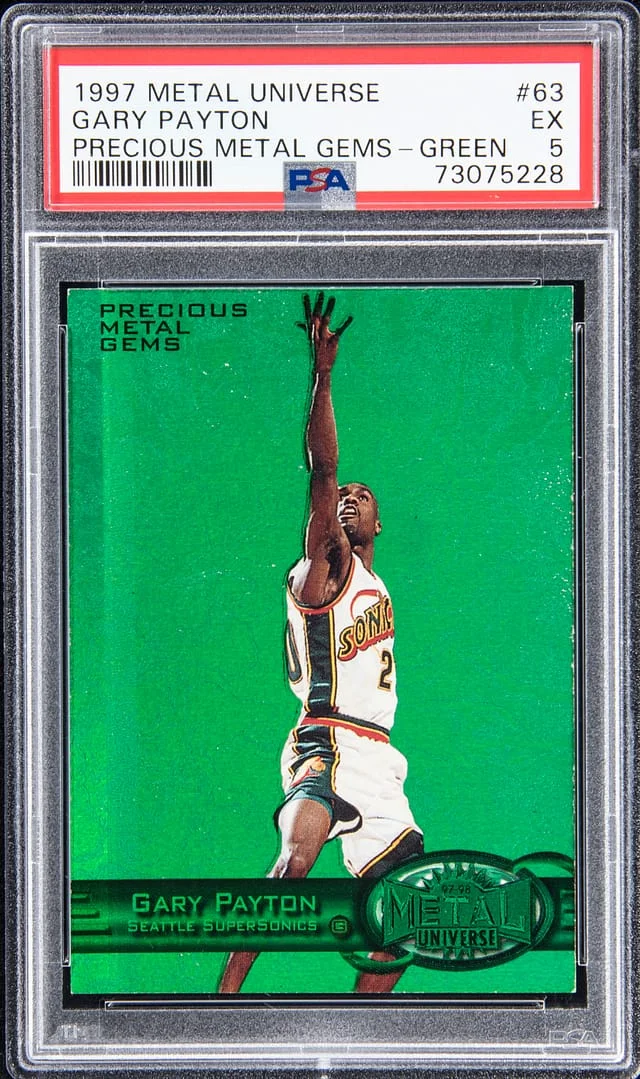 1997-98 SkyBox Metal Universe Gary Payton Precious Metal Gems (PMG) Green #63 card image